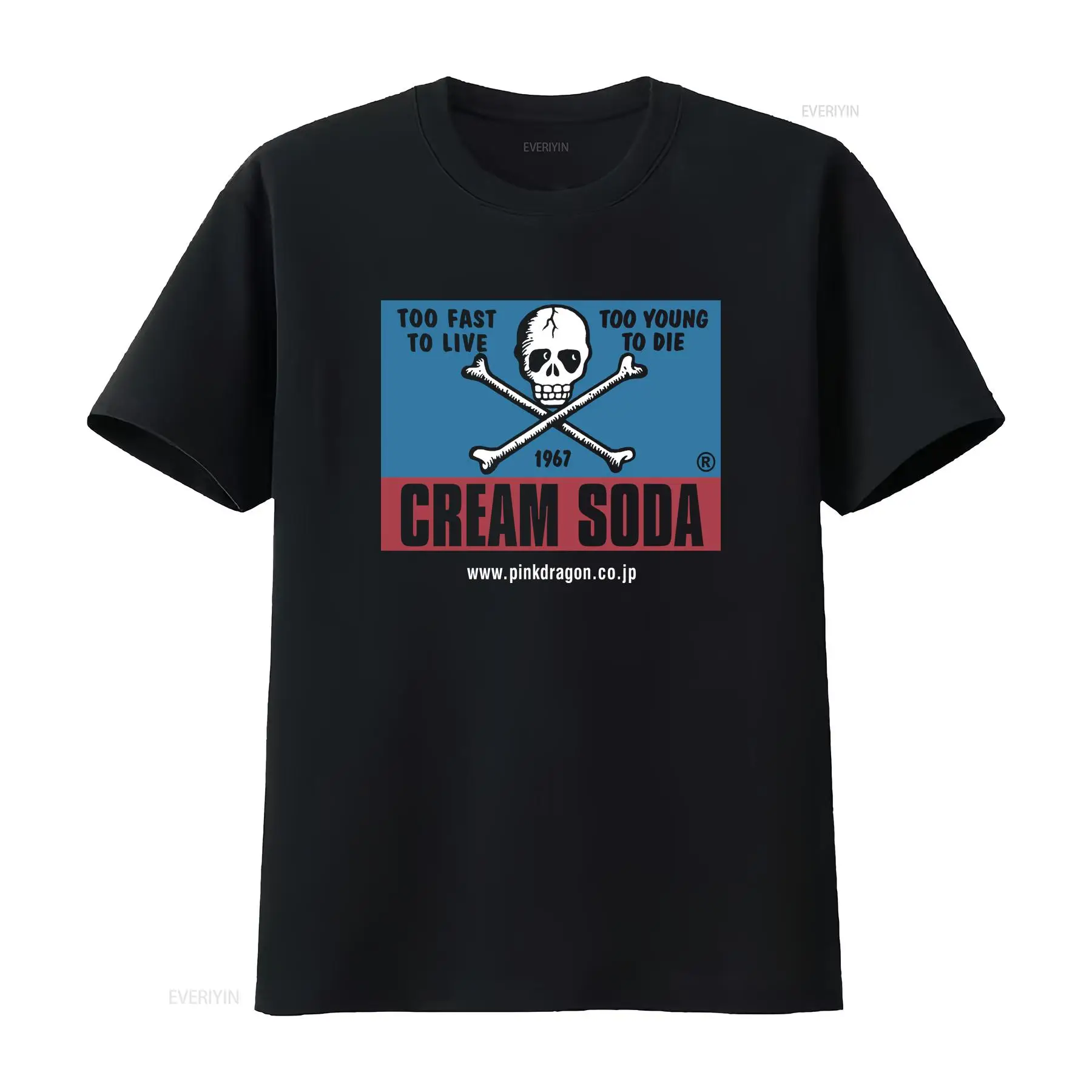 Streetwear Brand Shirts - เสื้อยืดสตรีทแวร์แบรนด์ญี่ปุ่นลายวินเทจครีมโซดาสกัล แขนยาวหรือแขนสั้น ทรงวินเทจ ซักแล้ว ใส่ได้ทุกวัน แบบสบายๆ