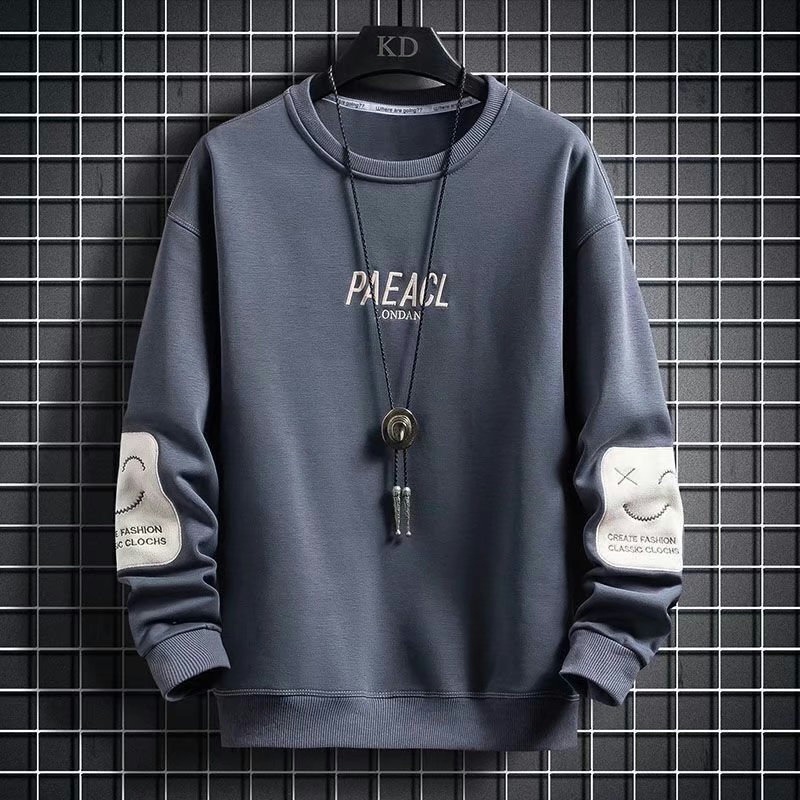 Urban Streetwear Brand - เสื้อฮู้ดคอกลมแขนยาวสำหรับผู้ชาย ฤดูใบไม้ผลิและฤดูใบไม้ร่วง แฟชั่นสตรีทแวร์แบรนด์ดัง สวมใส่สบาย ผ้าฟลีซ ทรงหลวม